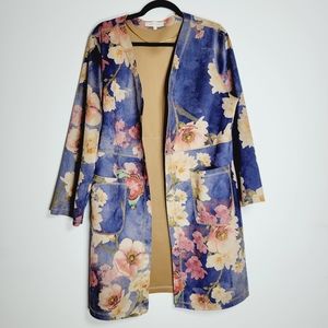 Solitaire Anthropologie Womens Bohemian Butterfly Floral Soft Faux Suede Jacket